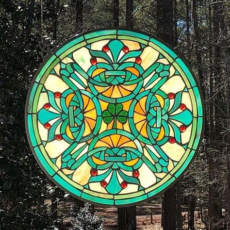 Shamrock Round Stained Glass Window Click On The Image To Buy Now