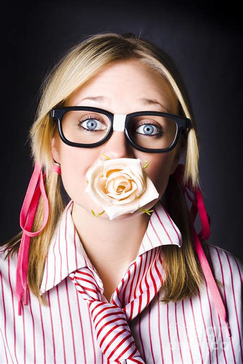 Romantic Nerd Flower Girl With Expression Of Love Photograph By Jorgo