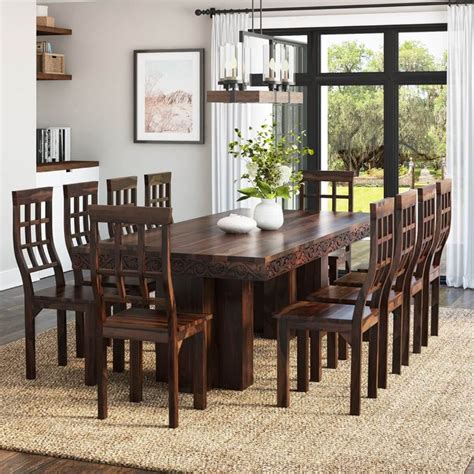 Dallas Ranch Rustic Solid Wood Double Pedestal Dining Table Set