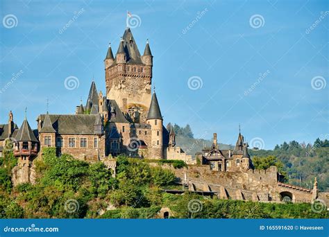 Beautiful Reichsburg Castle On A Hill In Cochem Germany Editorial