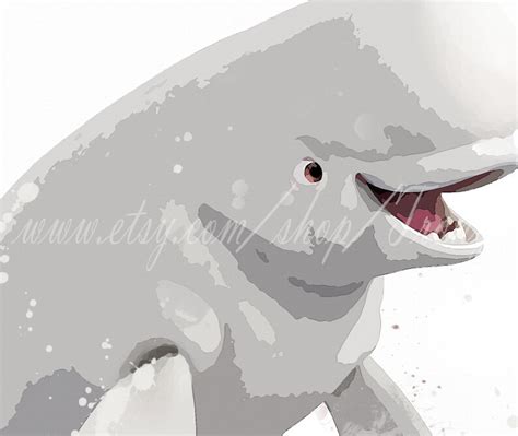 Beluga Whale Poster Beluga Whale Print Bebe T Wall Art Etsy