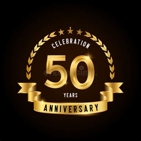 50 Years Anniversary Celebration Logotype Golden Anniversary Emblem