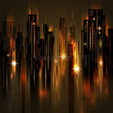 Night City Skyline Vector Illustration Stock Vector Illustration Of