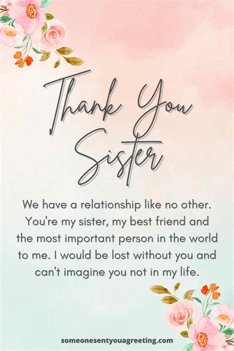 thank you sister messages and notes 40 examples someone sent you a greeting