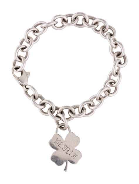 Tiffany And Co Four Leaf Clover Charm Bracelet Sterling Silver Charm