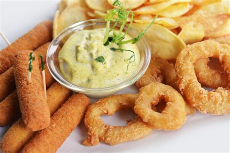 Tasty Fish Sticks And Potatoes Stock Image Image Of Food Fried 56772011
