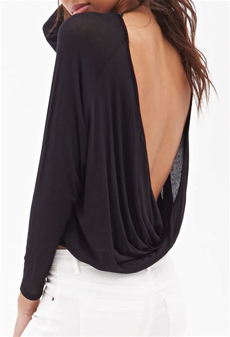 Lyst Forever 21 Open Back Knotted Top In Black
