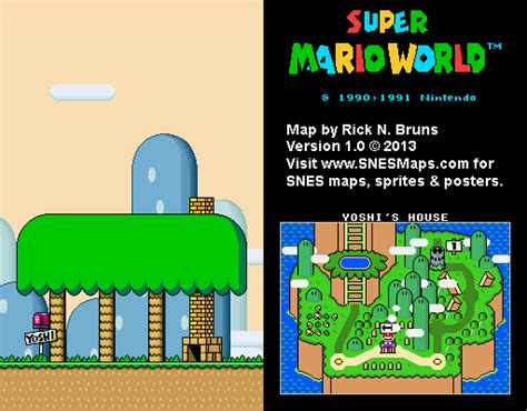 Super Mario World Yoshis House Super Nintendo Snes Map Bg