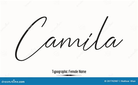 Camila Nombre Femenino En Letras Elegantes Tipografía Cursiva Texto Ilustración Del Vector