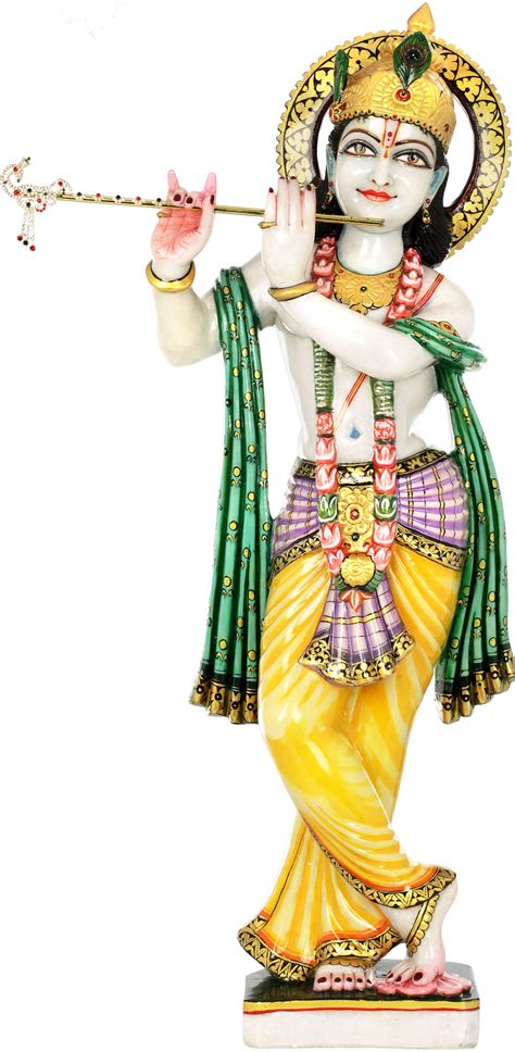 Large Size Lord Krishna Playing On Flute Exotic India Art