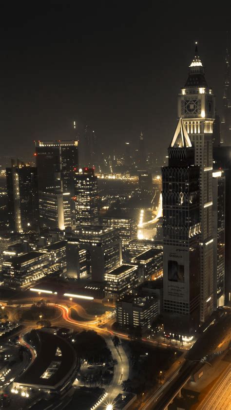 Download Wallpaper 1080x1920 Dubai Architecture Buildings Night