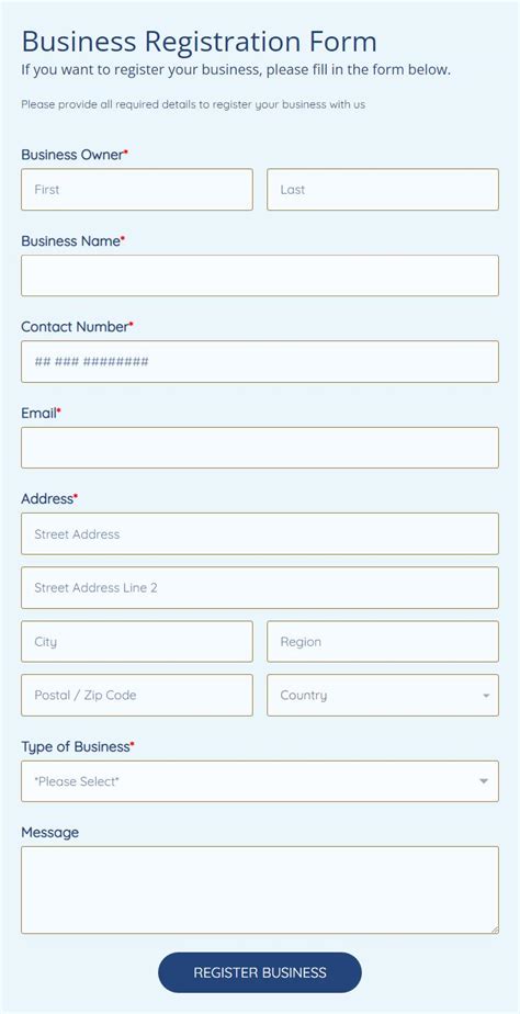 Business Registration Form Template FormBuilder