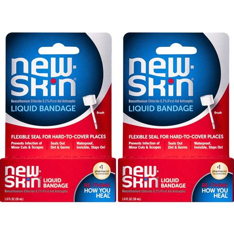 2 Pack New Skin First Aid Antiseptic Liquid Bandage 1 Fl Oz 30 Ml