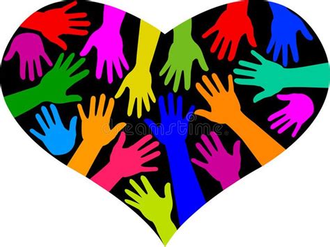 Diversity Rainbow Heart Illustration Of Multicolored Hands