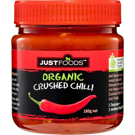 Justfoods Organic Crushed Chilli 185g Woolworths