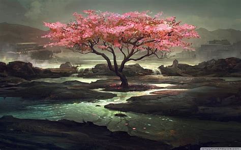 Hd Wallpaper Cherry Blossom Tree Digital Wallpaper Fantasy Art