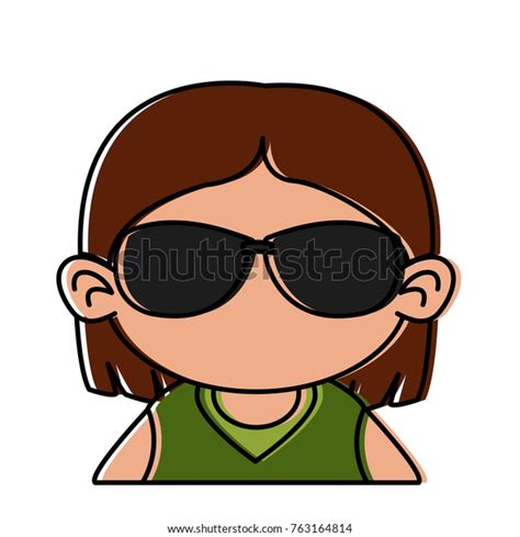 Cute Girl Sunglasses Cartoon Stock Vector Royalty Free 763164814