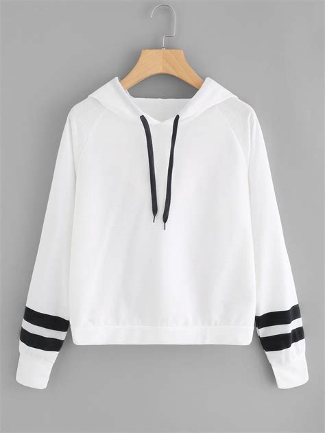 Varsity Striped Raglan Sleeve Hoodie Striped Raglan Hoodie Fashion