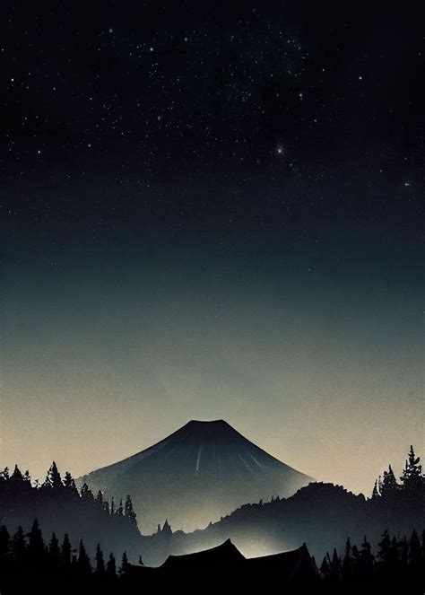 Japan Night Landscape Poster By Mcashe Art Displate