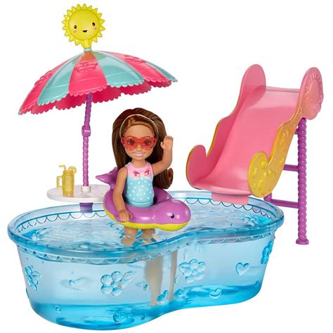 Mattel Barbie Club Chelsie Pool And Water Slide Playset With Doll