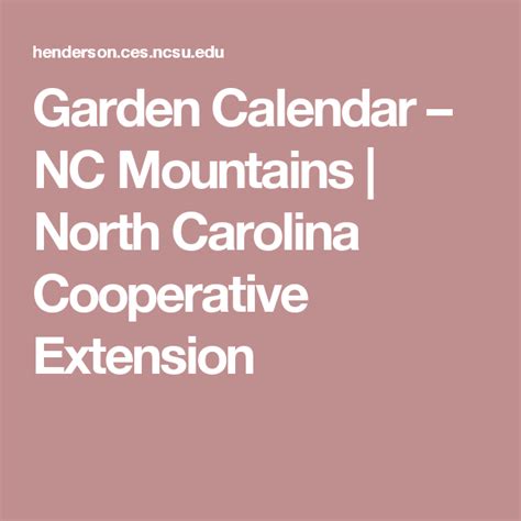 Garden Calendar Nc Mountains North Carolina Cooperative Extension