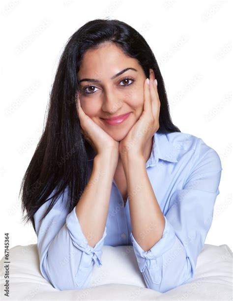 smiling turkish woman on a pillow stock foto adobe stock