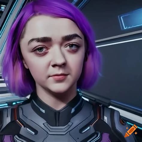 Sci Fi Selfie Of Maisie Williams In Purple Hair And Jumpsuit