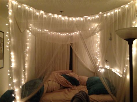 Pin By Kristen Pesut On Home Sweet Apartment Bed Canopy With Lights