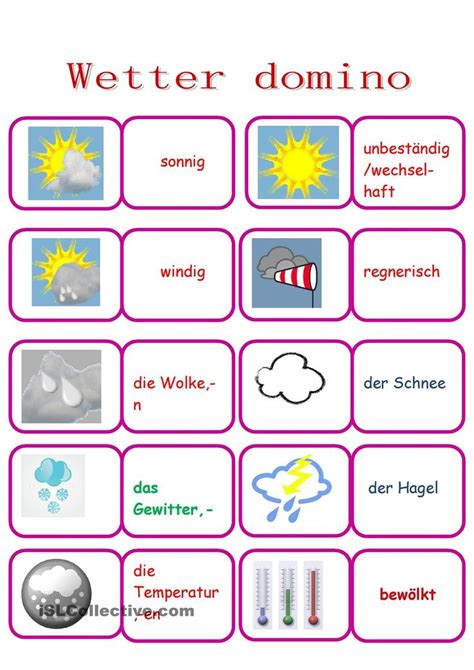 Wetterwoerterdomino Wetter Und Klima Deutsch Lernen Und
