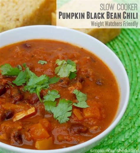 My air fried sweet chili chicken meatballs and garlic parmesan air fryer chicken tenders are two more great 1 smart point recipes! Slow Cooker Pumpkin Black Bean Chili | Weight Watchers Recipes