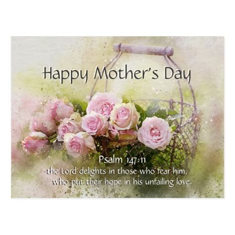 Mothers Day Bible Verse Psalm 14711 Pink Roses Postcard Au