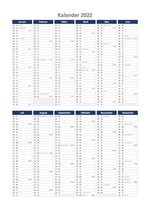 Jahreskalender 2022 Schweiz Excel And Pdf Muster Vorlagech