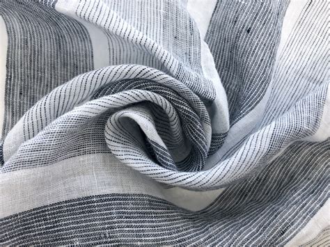 Linen Crinkled Gauze With Stripes In White Bandj Fabrics