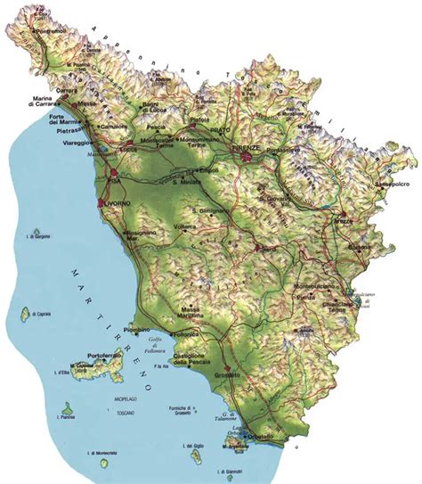 Pysical Map Of Tuscany Mapsof Net