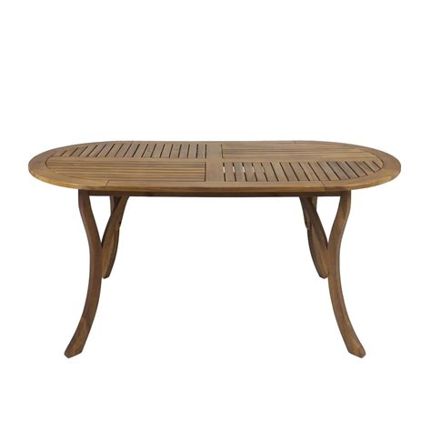 Noble House Hermosa Teak Brown Oval Wood Outdoor Dining Table 304869