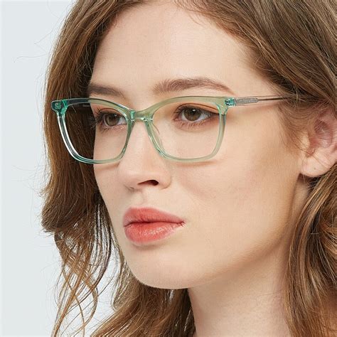 Hedy Cat Eye Greencrystal Full Frame Acetate Eyeglasses Glassesshop