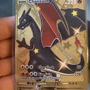 Pokémon card scans, prices and collection management. GOLD Shiny Charizard V Pokemon Card METAL Champions Path ...