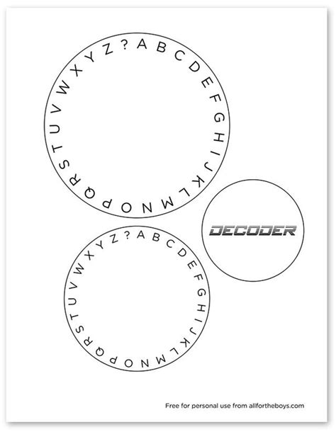 Printable Secret Decoder Ring