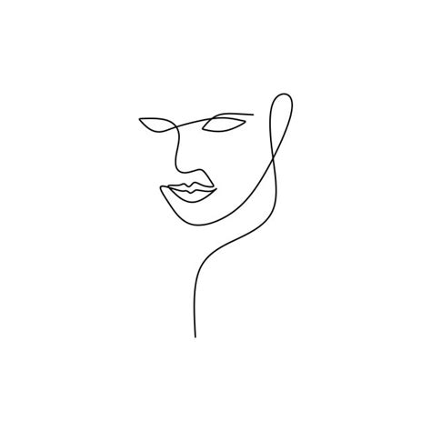 This print will be available for download immediately after purchase. Abstract Face Continuous One Line Drawing Vector ...