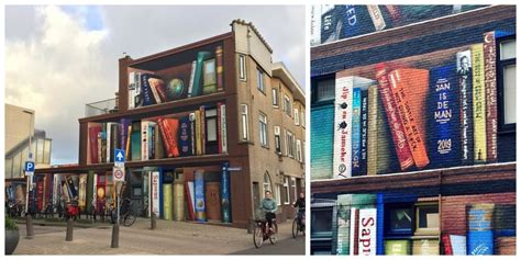 Dutch Artists Paint Giant Bookcase On An Apartment Building Featuring