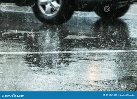 Rain On The Asphalt Road As Background Stock Image Image Of