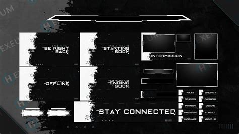 Duality Black And White Twitch Overlay Animated Package Hexeum