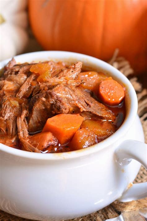 Try this easy and delicious crock pot roast with veggies that taste amazing! Crock Pot Roast with Pumpkin - Will Cook For Smiles