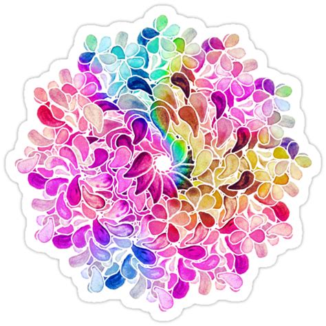 Rainbow Watercolor Paisley Flower Stickers By Micklyn Redbubble