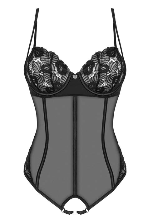 Black Sheer Mesh And Lace Crotchless Teddy Lingerie Seduction
