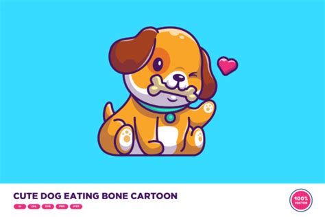 Cute Dog Eating Bone Graphic By Catalyststuff · Creative Fabrica