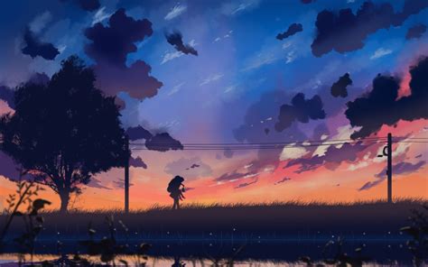 Wallpaper Sunlight Sunset Anime Reflection Sky Sunrise Evening