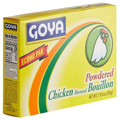 Goya Powdered Chicken Flavor With Bouilon In Carton On White Background