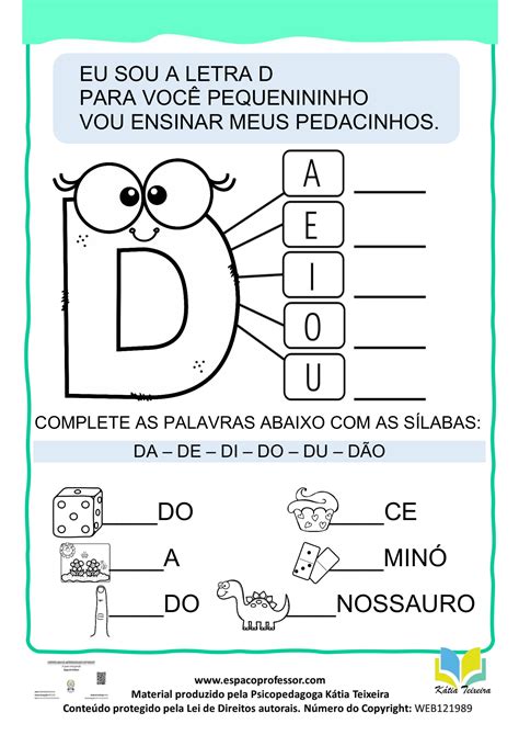 Atividades De Português 1º Ano Alfabetização Letra D