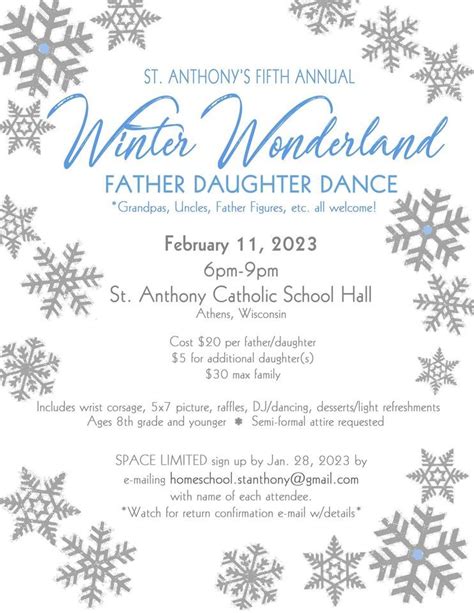 Winter Wonderland Father Daughter Dance St Anthony De Padua Catholic